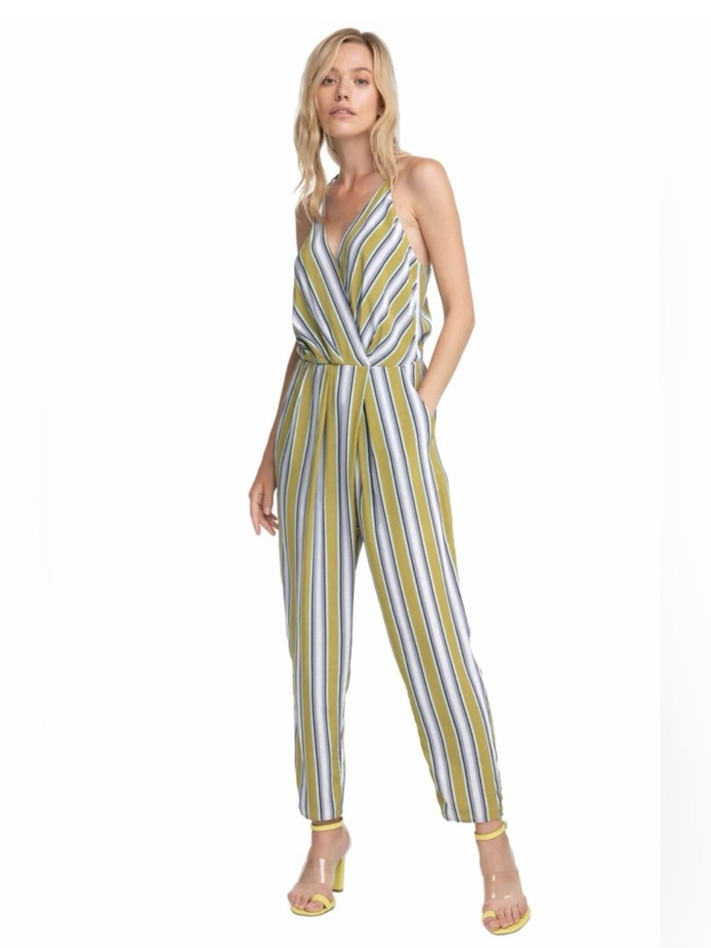 ASTR The Label Sterling Striped Wrap Jumpsuit M